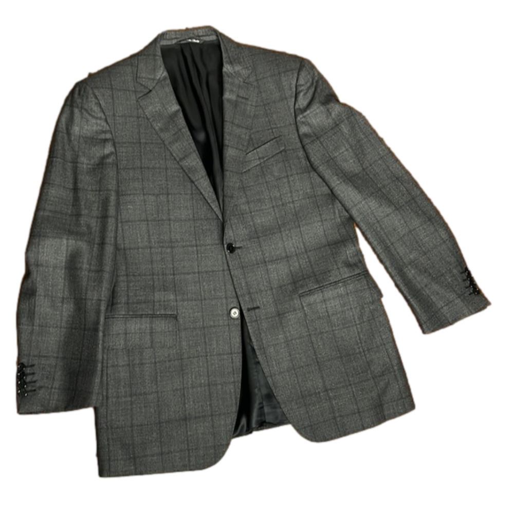 Men's Canali Charcoal Check Wool Suit Jacket Sport Coat
